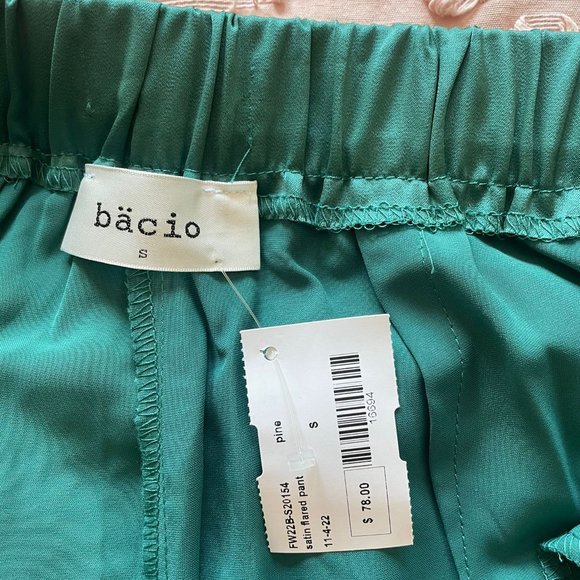 NWT Bacio Small Satin Teal Wide Leg Trousers - Picture 4 of 4